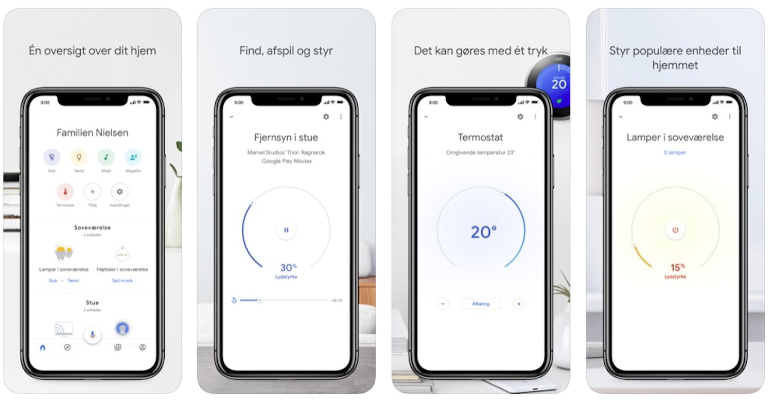 Google Home på mobiltelefon
